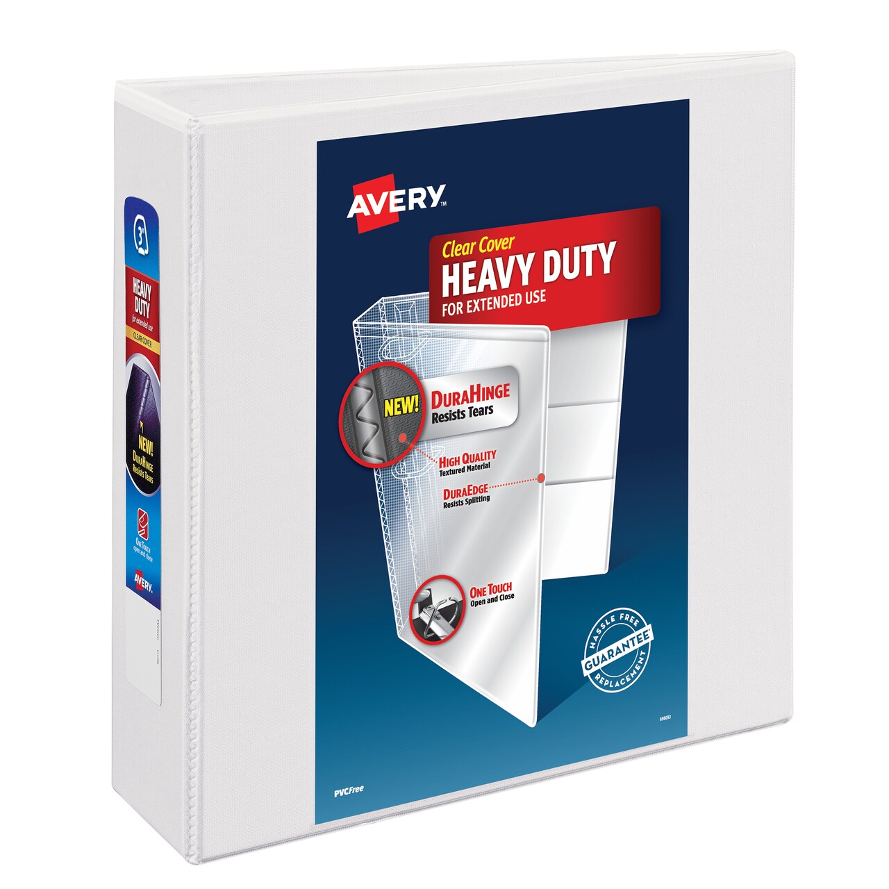 Avery Heavy-Duty View 3 Ring Binder, 3" One Touch Slant Rings, 1 White Binder (79793)